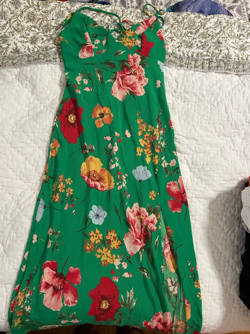 Urban Outfitters Green Floral Slip Dress